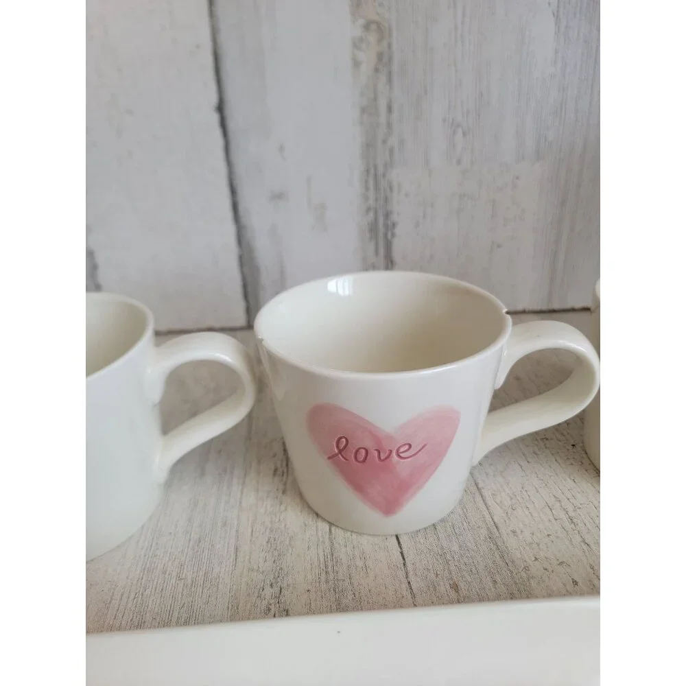Pottery‎ Barn AS IS love heart tray Valentine mug set decor